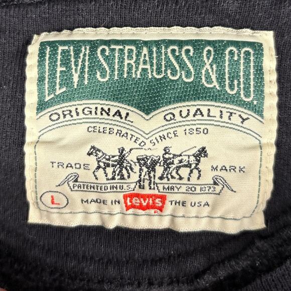 Vtg Levis No Sweat Black Crewneck Sweatshirt Embroidered 90s Y2K Size L - Picture 5 of 8